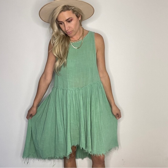 Free People Green Raw Hem Swing Dress - Picture 12 of 12